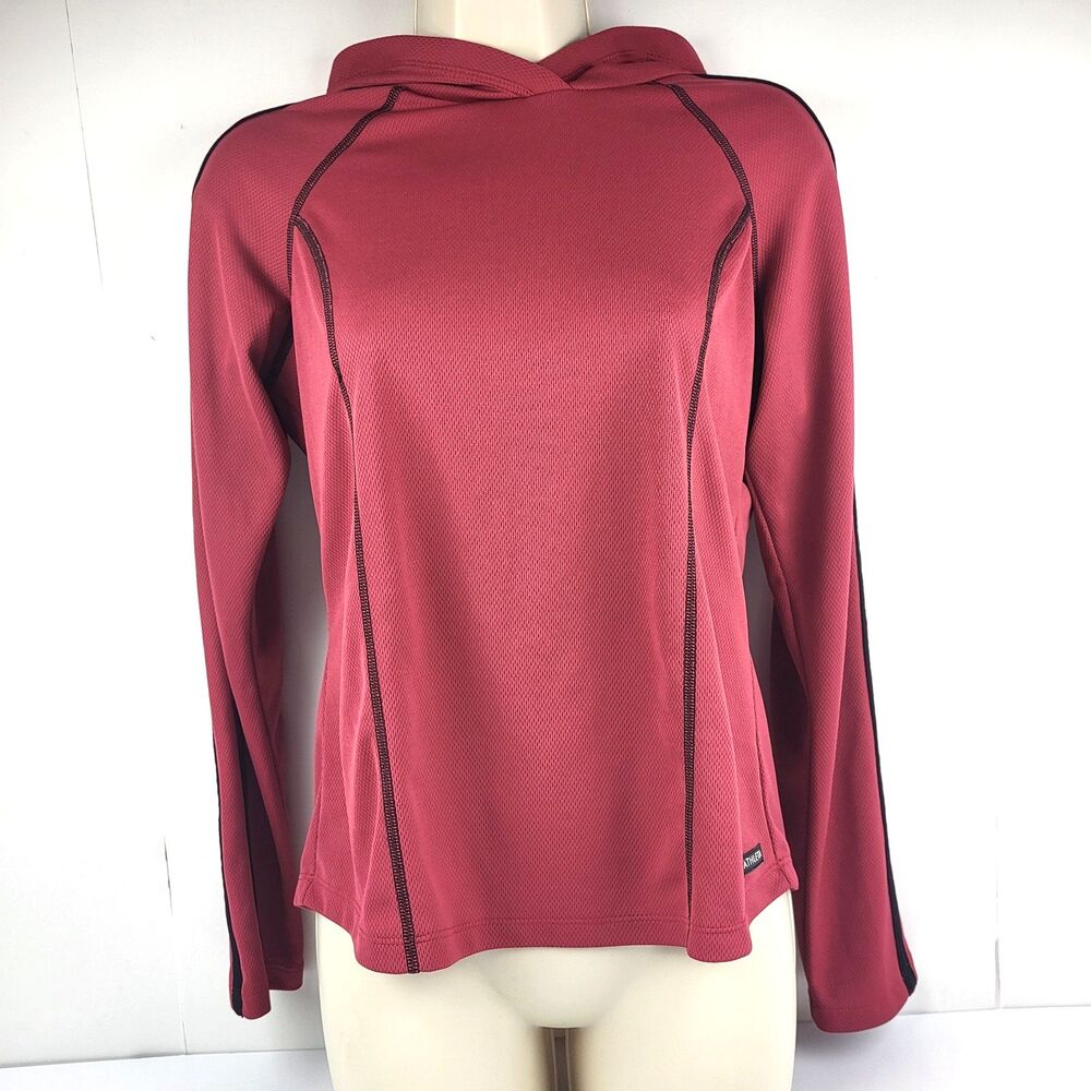 ATHLETA long Sleeve Stretch Pullover Hoodie Lightweight wine